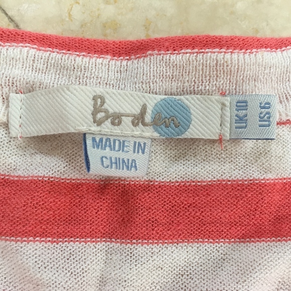 Bode linen orange stripe short sleeve cardigan XS - Picture 3 of 5